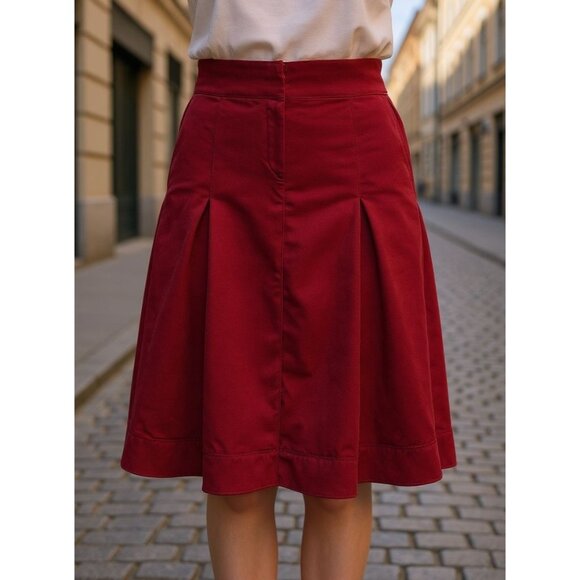 Women's - Eileen Fisher Red Linen Blend Skirt, Size Medium - Picture 1 of 7
